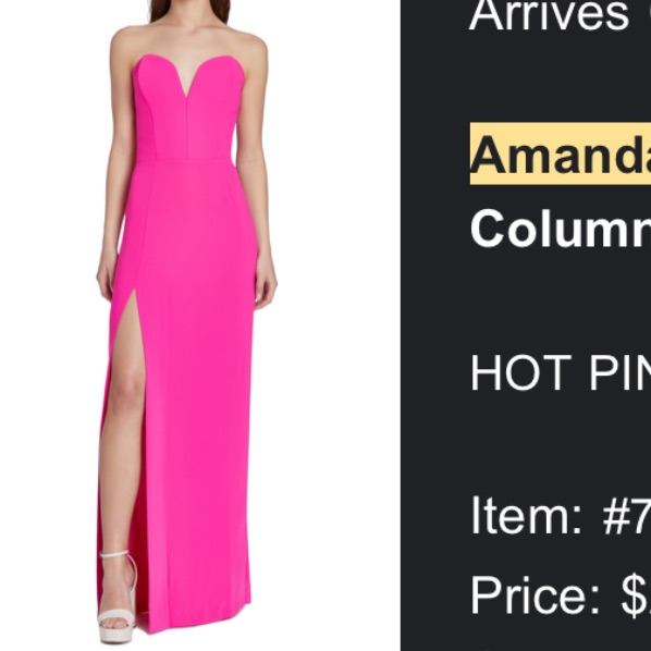 Amanda Uprichard Hot Pink Strapless Gown